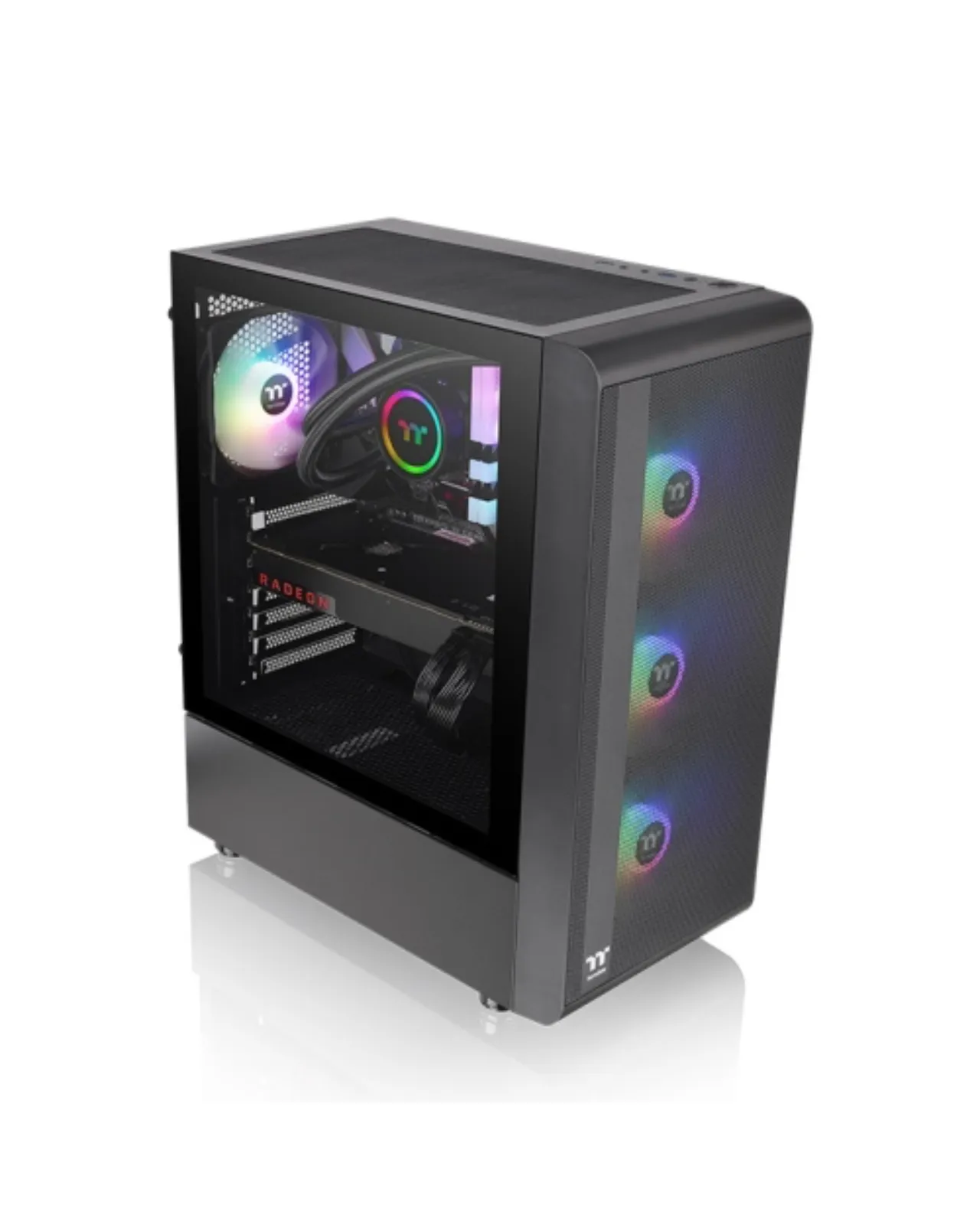 CHASIS THERMALTAKE S200 TG ARGB 4FANS  NEGRA + 650W BRONZE