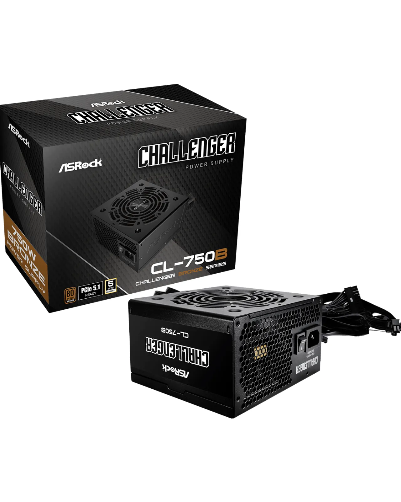 FUENTE ASROCK CL-750W BRONZE PCIE 5.1 NVIDIA 12PINS