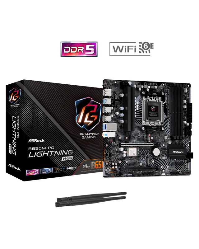 BOARD ASROCK B650M PG LIGHTNING WIFI/BLUETOOH AM5 RYZEN 7000 8000 9000