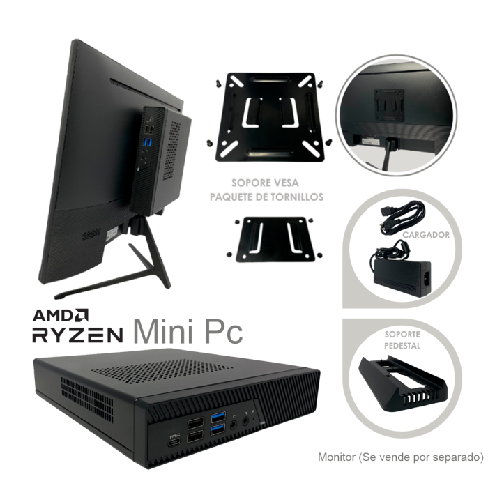 EQUIPO PC MINI RYZEN 5 5560U RAM 16GB DDR4 SSD M.2. 512GB